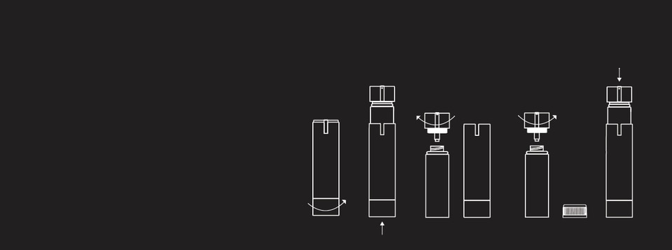 diagram showing how to use max ls serum and lotion refills.