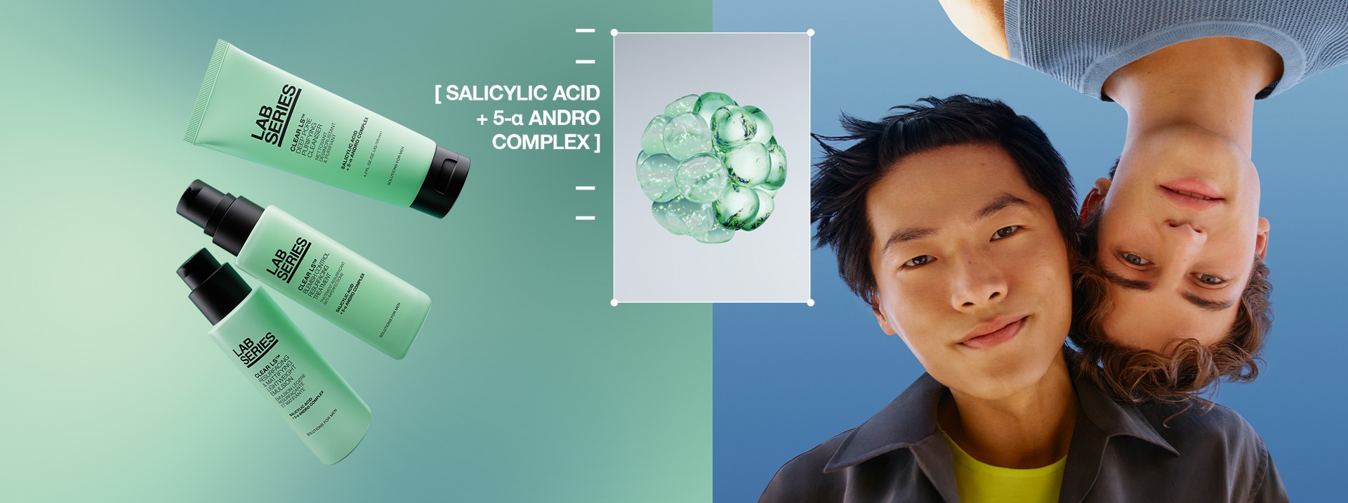 Image of a man using Lab Series Oil Control skincare range